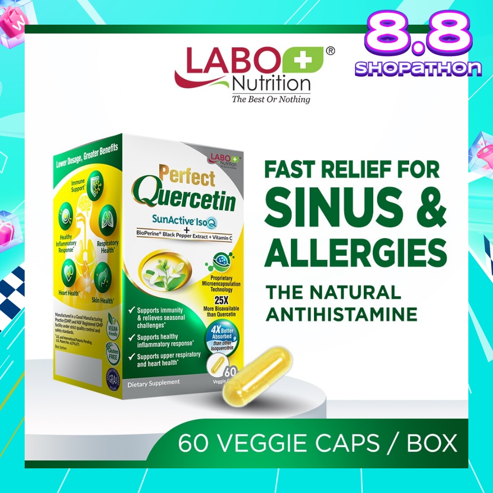Perfect Quercetin Dietary Supplement Capsule (For Immunity, Sinus, Allergy, Itchy Eye, Natural Antihistamine Relief) 60s