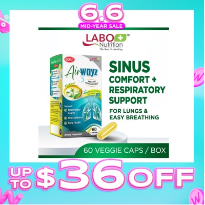 LABO NUTRITION - Airwayz Dietary Supplement Veggie Capsule (For Respiratory Health, Sinus, Nasal Flow, Lung & Immunity) 60s