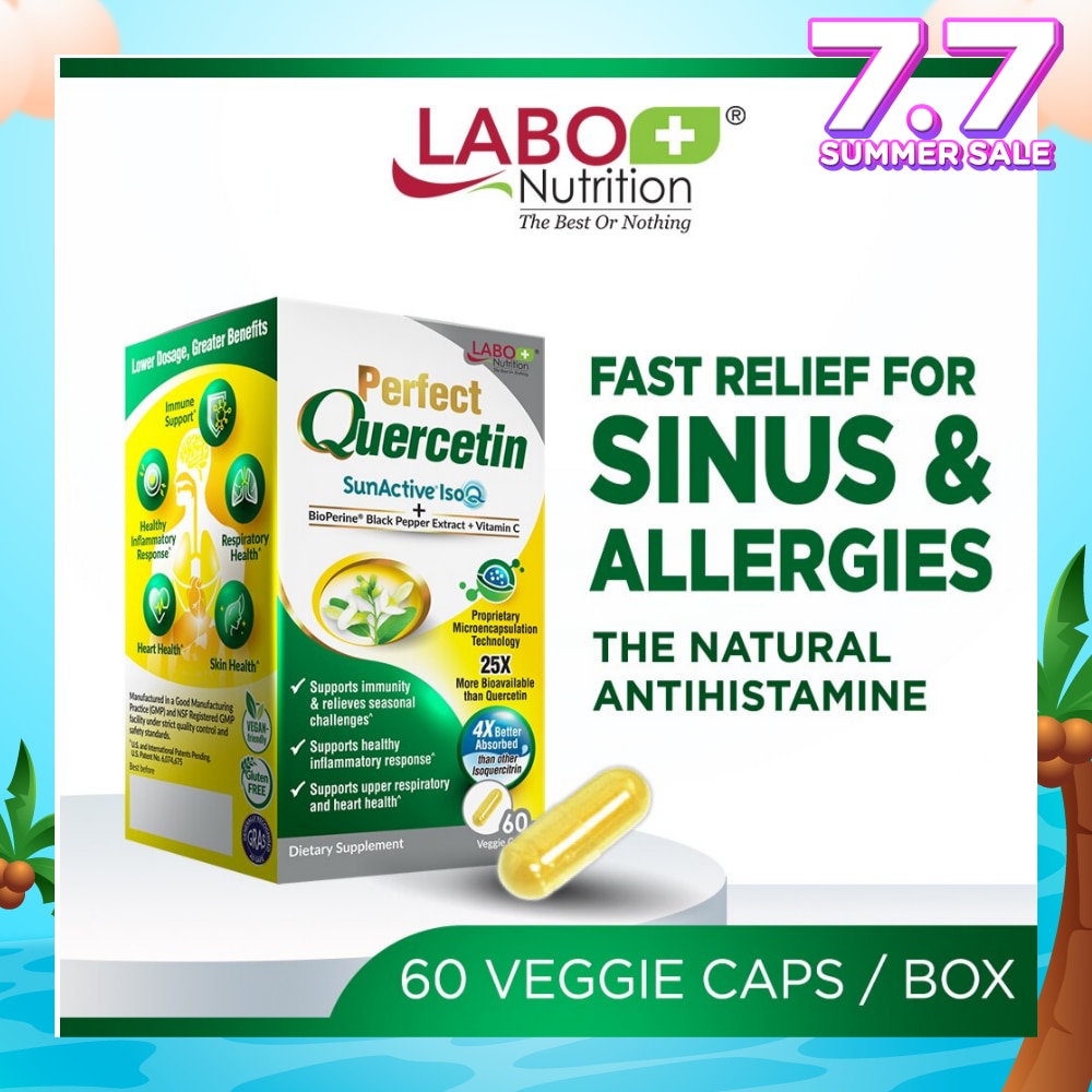 Perfect Quercetin Dietary Supplement Capsule (For Immunity, Sinus, Allergy, Itchy Eye, Natural Antihistamine Relief) 60s