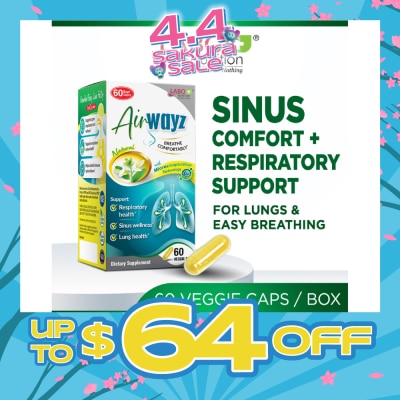 LABO NUTRITION - Airwayz Dietary Supplement Veggie Capsule (For Respiratory Health, Sinus, Nasal Flow, Lung & Immunity) 60s
