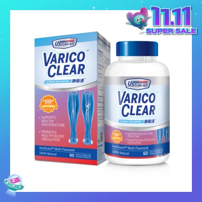 US CLINICALS Varico Clear VeinGuard Multi-Flavonoid Veggie Capsule 60s (Expiry: April`2026)
