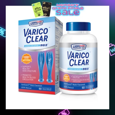 US CLINICALS Varico Clear VeinGuard Multi-Flavonoid Veggie Capsule 60s (Expiry: April`2026)