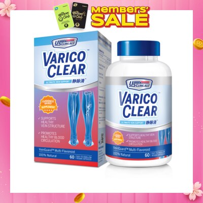 US CLINICALS Varico Clear VeinGuard Multi-Flavonoid Veggie Capsule 60s (Expiry: April`2026)