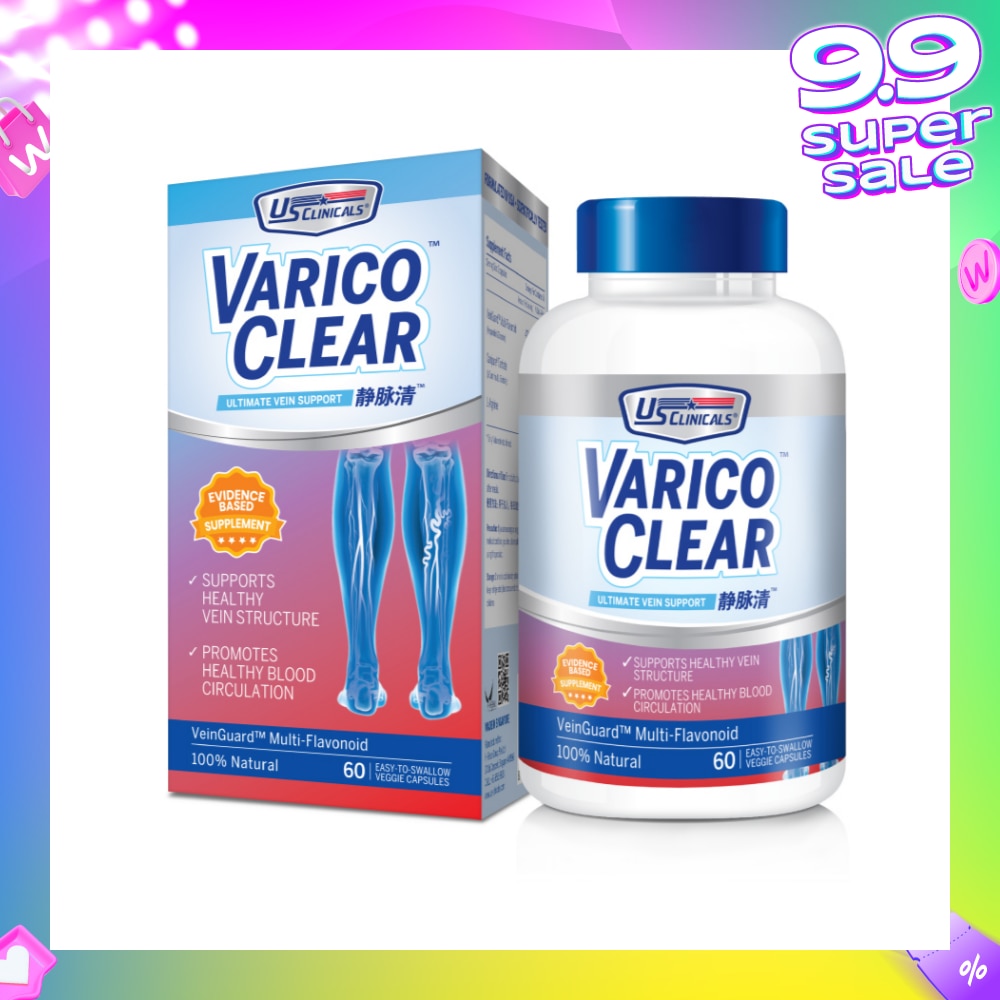 Varico Clear VeinGuard Multi-Flavonoid Veggie Capsule 60s (Expiry: April`2026)