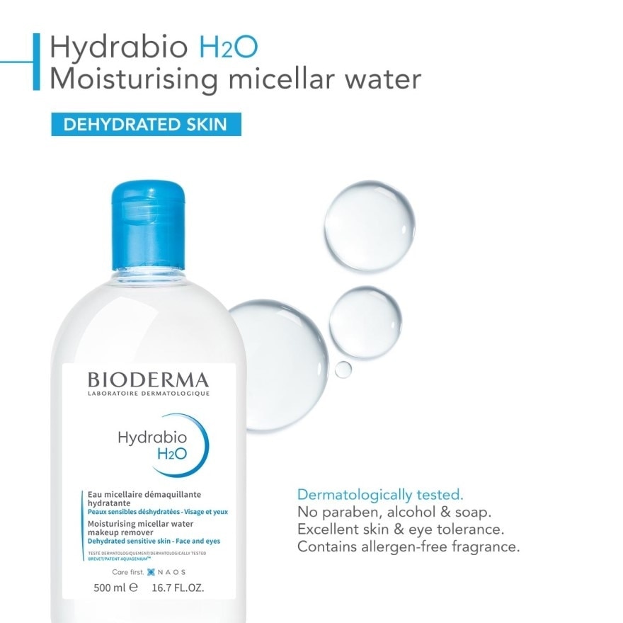 Hydrabio H2O Moisturising Micellar Water (Facial Non-Rinse Cleanser for Dehydrated Sensitive Skin)  100ml