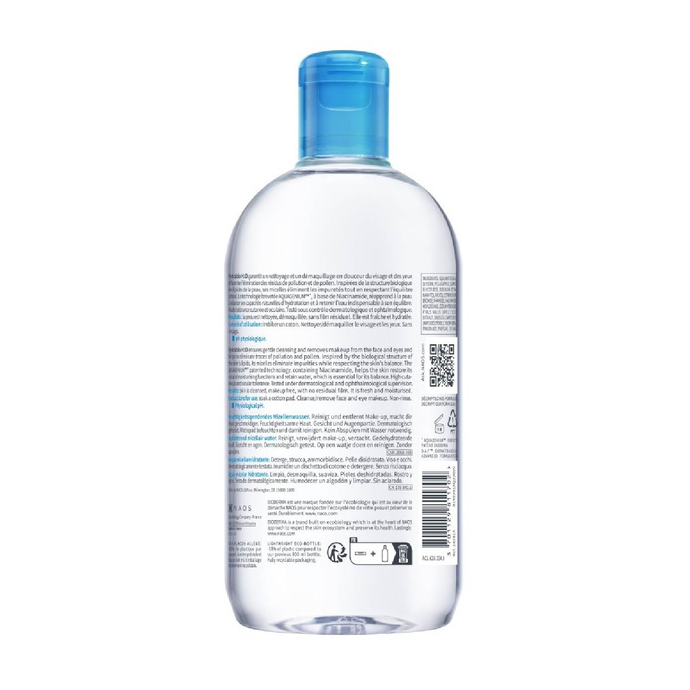 Hydrabio H2O Moisturising Micellar Water (Facial Non-Rinse Cleanser for Dehydrated Sensitive Skin) 500ml