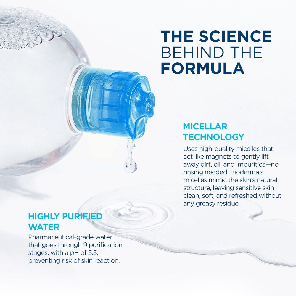 Hydrabio H2O Moisturising Micellar Water (Facial Non-Rinse Cleanser for Dehydrated Sensitive Skin) 500ml