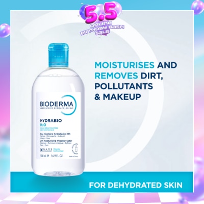 BIODERMA - Hydrabio H2O Moisturising Micellar Water (Facial Non-Rinse Cleanser for Dehydrated Sensitive Skin) 500ml