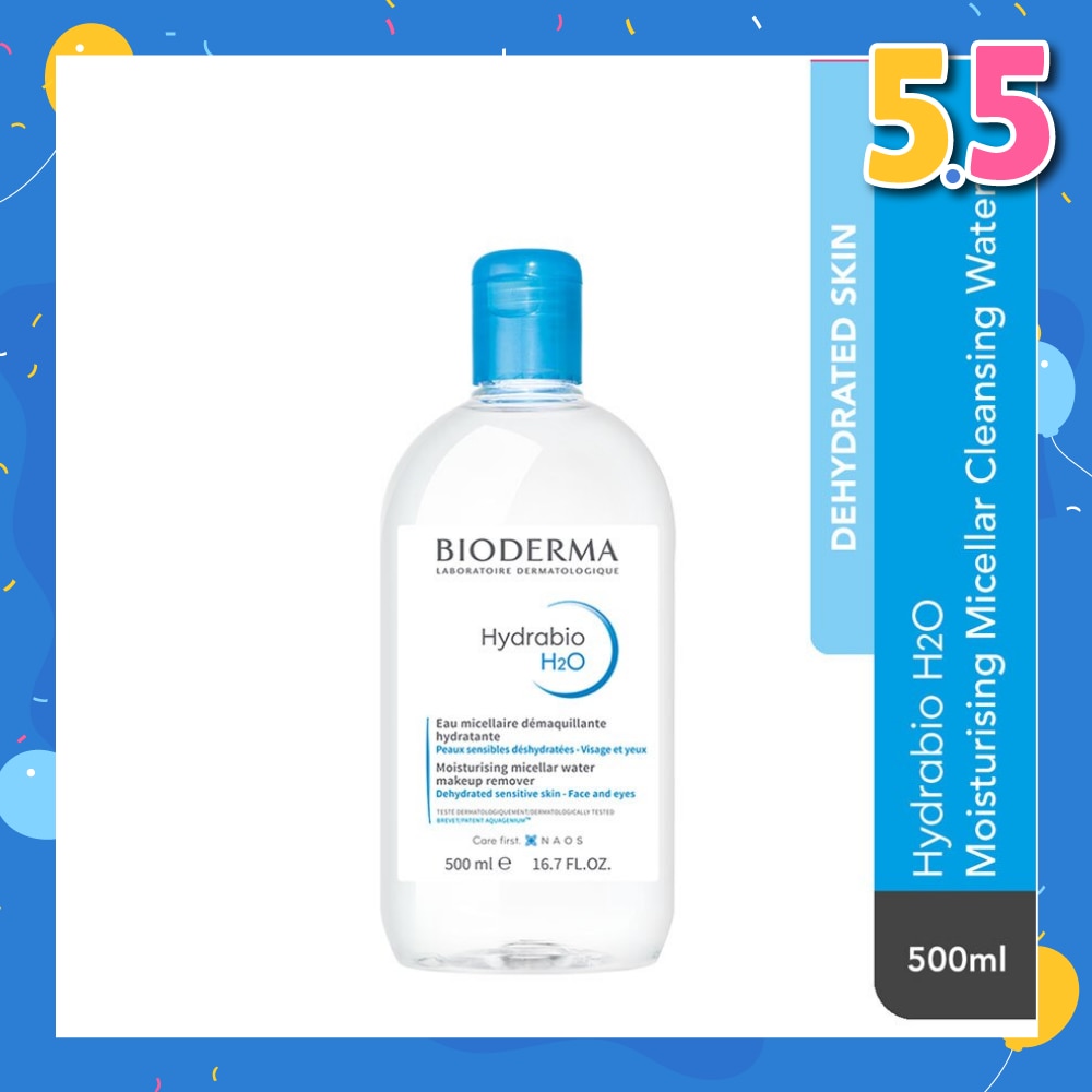 Hydrabio H2O Moisturising Micellar Water (Facial Non-Rinse Cleanser for Dehydrated Sensitive Skin) 500ml