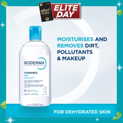 BIODERMA Hydrabio H2O Moisturising Micellar Water (Facial Non Rinse Cleanser for Dehydrated Sensitive Skin) 500ml image