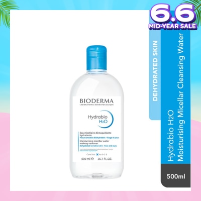 BIODERMA Hydrabio H2O Moisturising Micellar Water (Facial Non-Rinse Cleanser for Dehydrated Sensitive Skin) 500ml