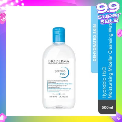 BIODERMA Hydrabio H2O Moisturising Micellar Water (Facial Non-Rinse Cleanser for Dehydrated Sensitive Skin) 500ml