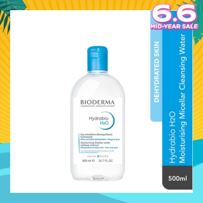 BIODERMA Hydrabio H2O Moisturising Micellar Water (Facial Non-Rinse Cleanser for Dehydrated Sensitive Skin) 500ml
