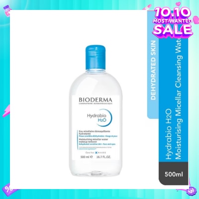BIODERMA Hydrabio H2O Moisturising Micellar Water (Facial Non-Rinse Cleanser for Dehydrated Sensitive Skin) 500ml