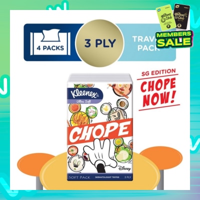 KLEENEX Ultra Soft Travel Pack Facial Tissue (Mickey) 4 Packs x 50 Sheets