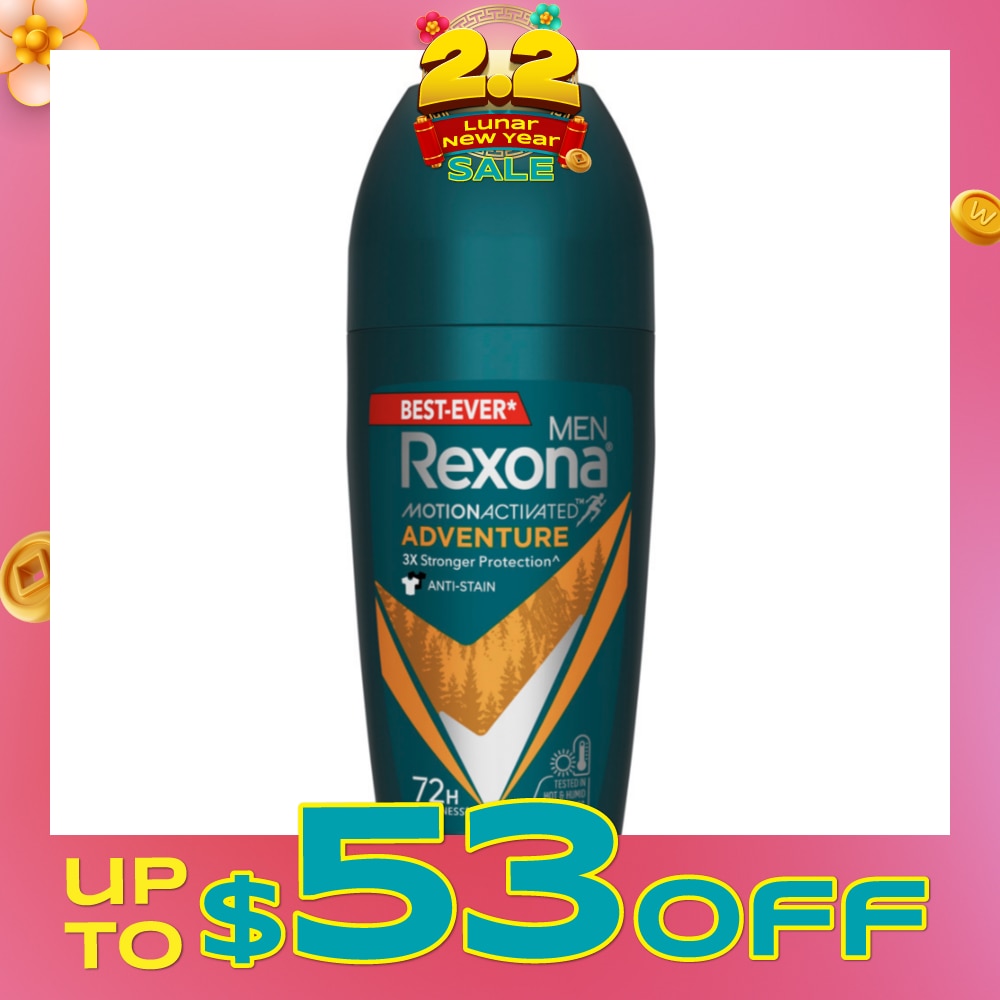 Men Motion Activated Adventure Antiperspirant Deodorant Roll On (Anti Stain & Bold Woody Scent) 45ml