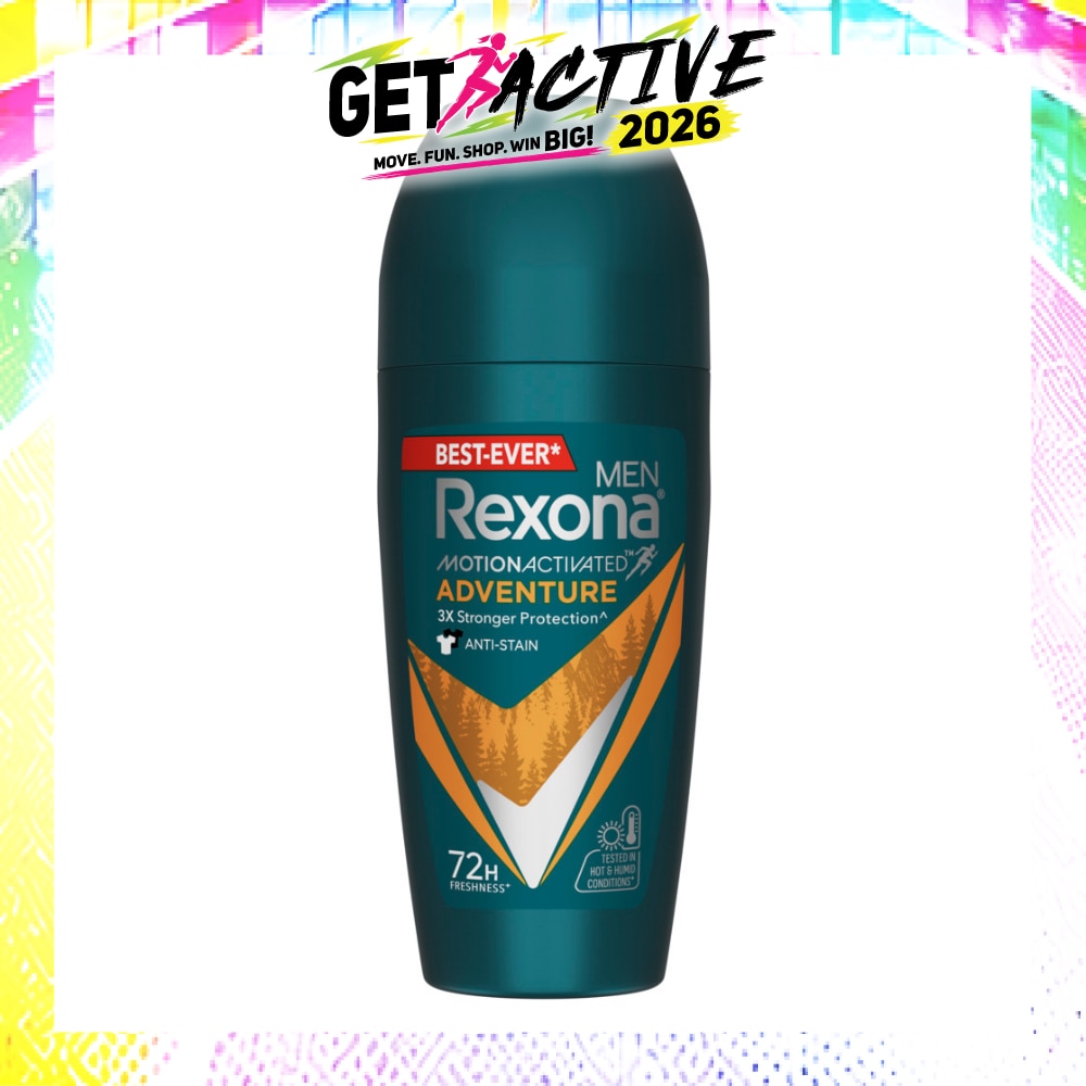 Men Motion Activated Adventure Antiperspirant Deodorant Roll On (Anti Stain & Bold Woody Scent) 45ml (Expiry: Feb`2027) image