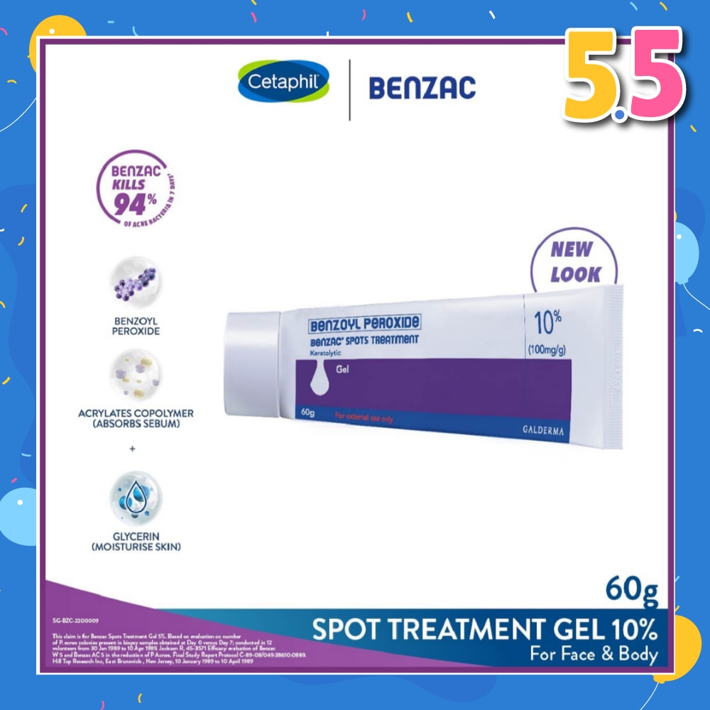 Spots Treatment 10% (Anti-Acne + Pimple Gel Cream With Benzoyl Peroxide) 60g
