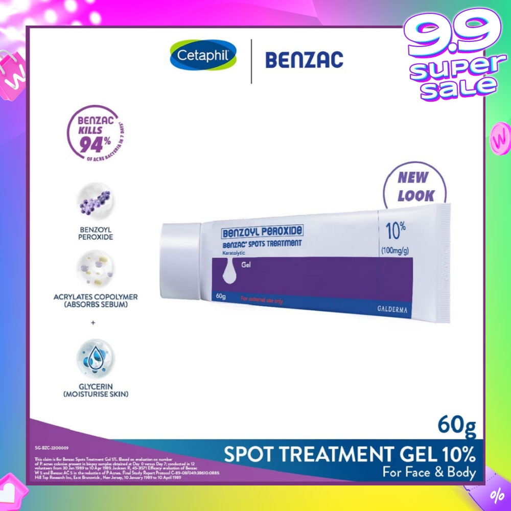 Spots Treatment 10% (Anti-Acne + Pimple Gel Cream With Benzoyl Peroxide) 60g