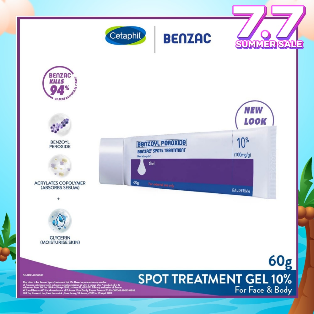 Spots Treatment 10% (Anti-Acne + Pimple Gel Cream With Benzoyl Peroxide) 60g