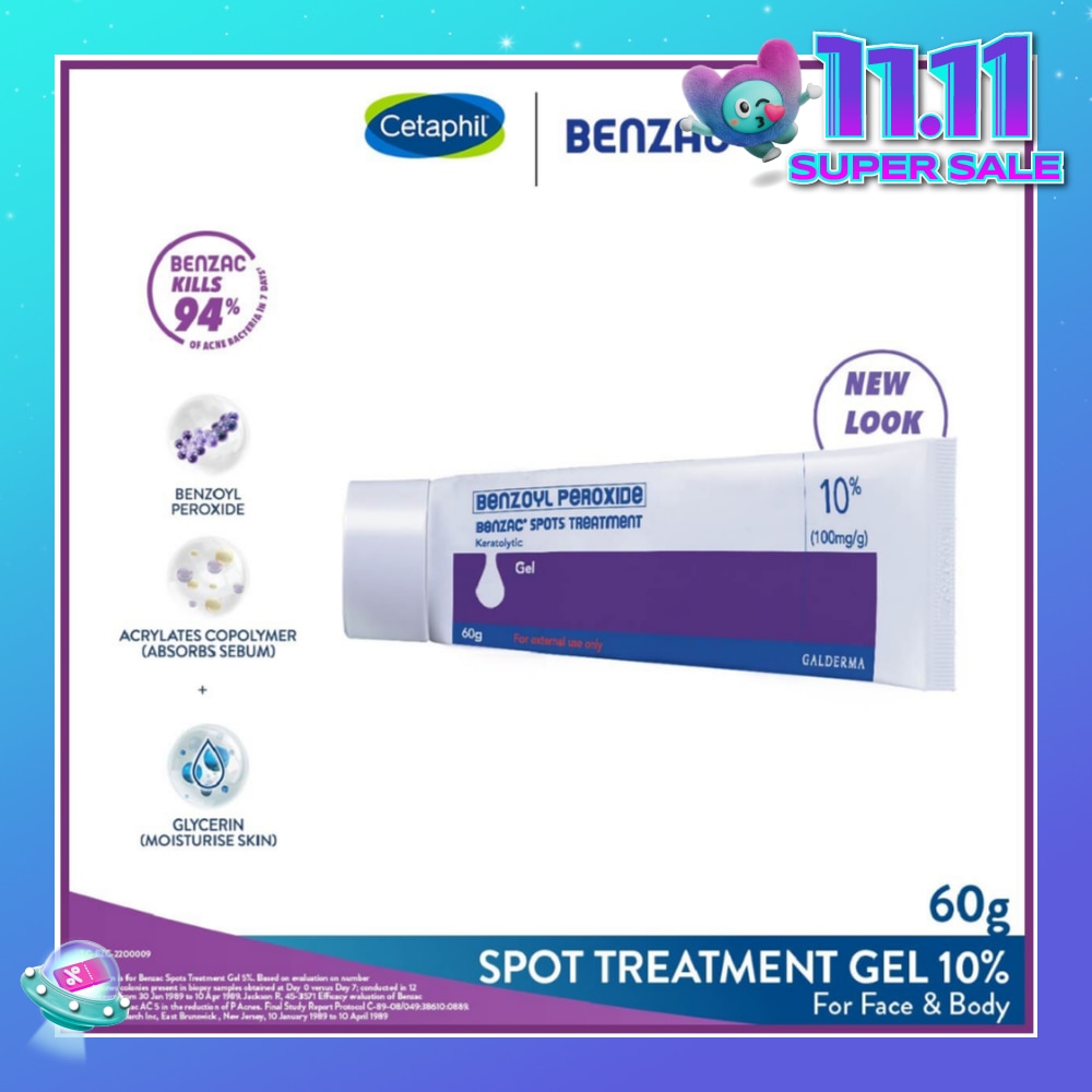 Spots Treatment 10% (Anti-Acne + Pimple Gel Cream With Benzoyl Peroxide) 60g (Expiry: Jul`2026)