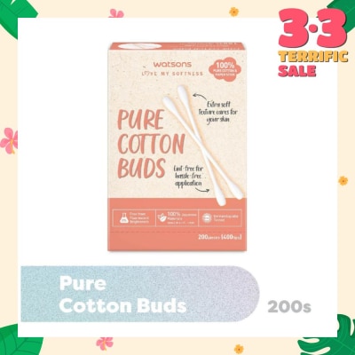 WATSONS Pure Cotton Buds 400 Tip (Dual Tip + 100% Pure Cotton) 200s