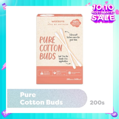WATSONS Pure Cotton Buds 400 Tip (Dual Tip + 100% Pure Cotton) 200s
