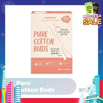 WATSONS Pure Cotton Buds 400 Tip (Dual Tip + 100% Pure Cotton) 200s