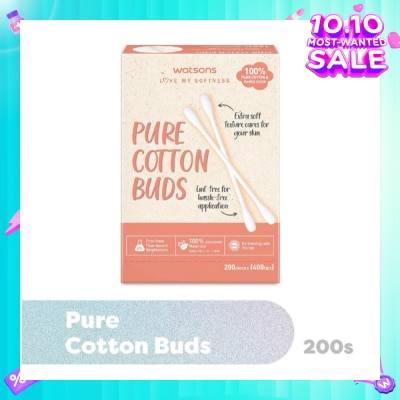 WATSONS Pure Cotton Buds 400 Tip (Dual Tip + 100% Pure Cotton) 200s