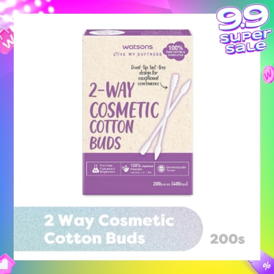 WATSONS 2-Way Cosmetic Cotton Bud (Dual Tip + Lint-Free Design + 100% Pure Cotton) 200s