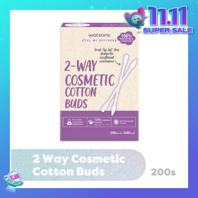 WATSONS 2-Way Cosmetic Cotton Bud (Dual Tip + Lint-Free Design + 100% Pure Cotton) 200s