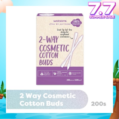 WATSONS 2-Way Cosmetic Cotton Bud (Dual Tip + Lint-Free Design + 100% Pure Cotton) 200s