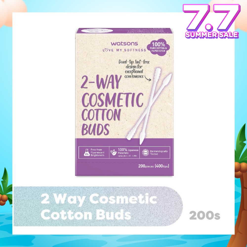2-Way Cosmetic Cotton Bud (Dual Tip + Lint-Free Design + 100% Pure Cotton) 200s