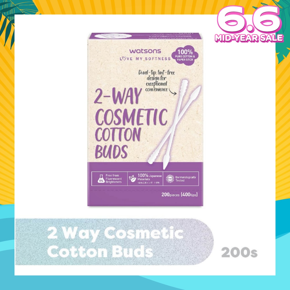2-Way Cosmetic Cotton Bud (Dual Tip + Lint-Free Design + 100% Pure Cotton) 200s