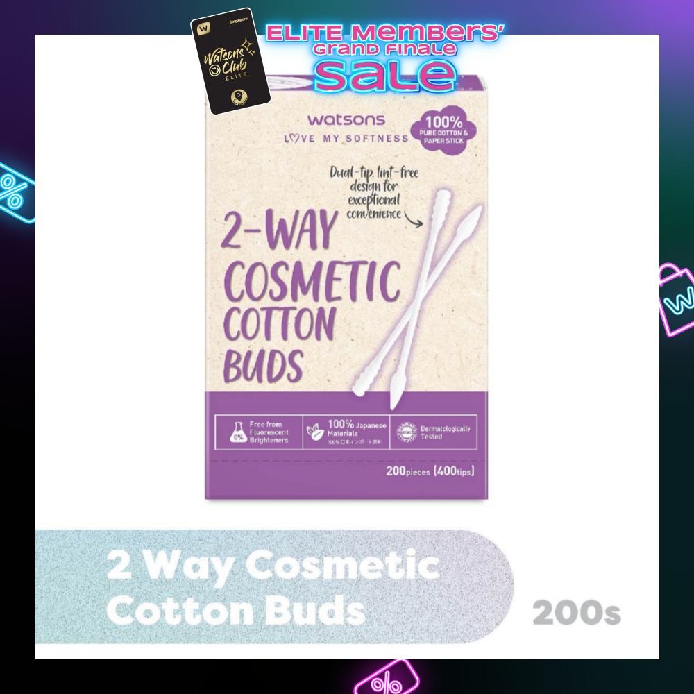 2-Way Cosmetic Cotton Bud (Dual Tip + Lint-Free Design + 100% Pure Cotton) 200s