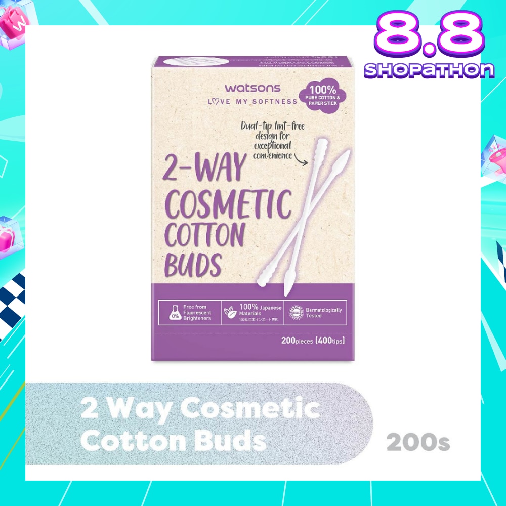 2-Way Cosmetic Cotton Bud (Dual Tip + Lint-Free Design + 100% Pure Cotton) 200s