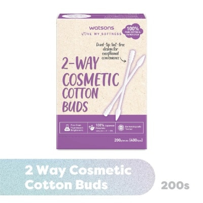 WATSONS 2-Way Cosmetic Cotton Bud (Dual Tip + Lint-Free Design + 100% Pure Cotton) 200s