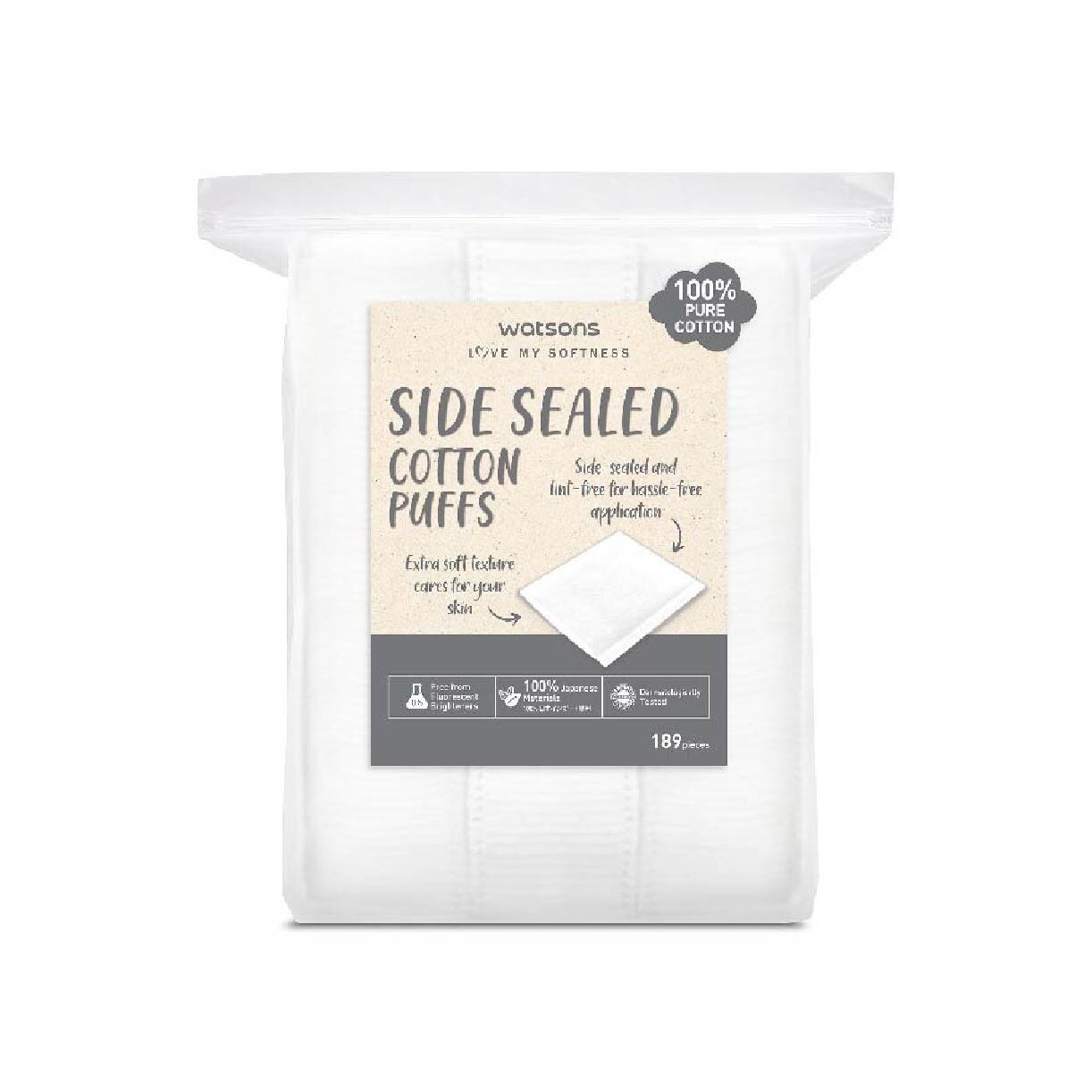 Side Sealed Cotton Puff (100% Pure Cotton) 189s