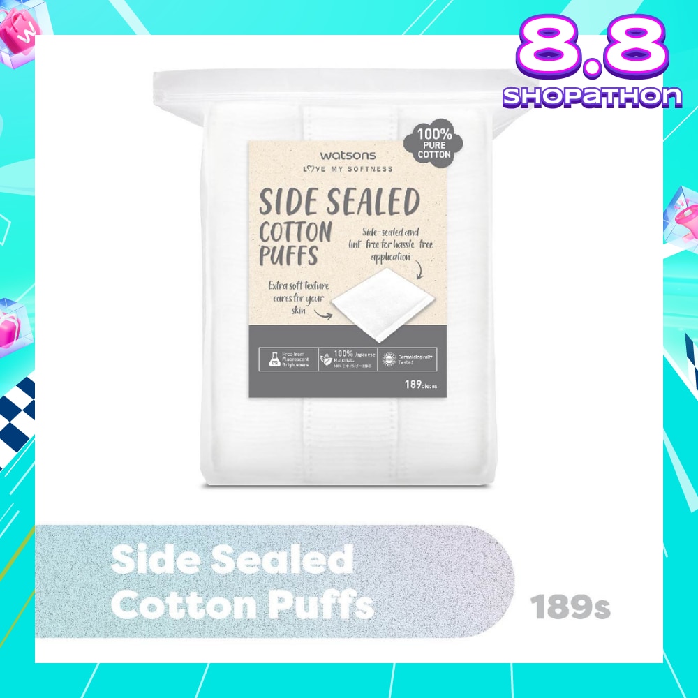 Side Sealed Cotton Puff (100% Pure Cotton) 189s