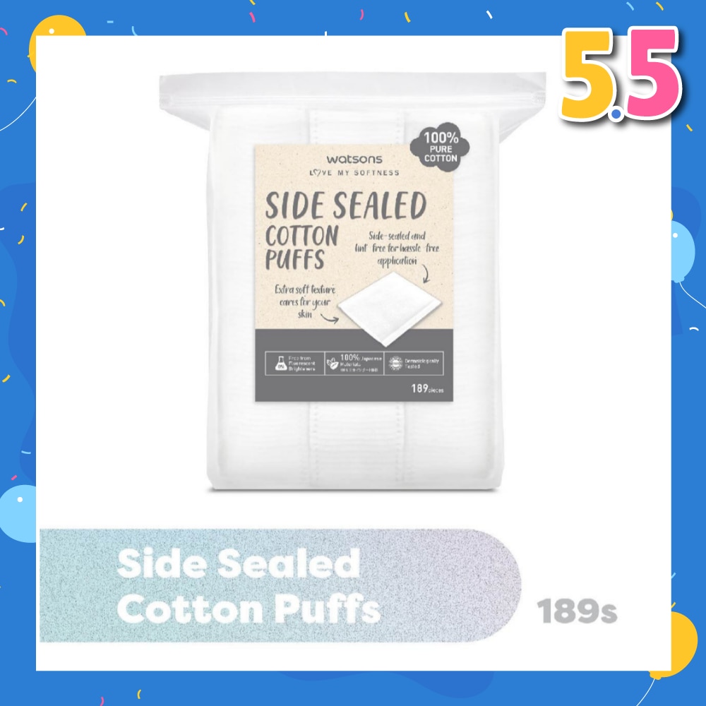 Side Sealed Cotton Puff (100% Pure Cotton) 189s