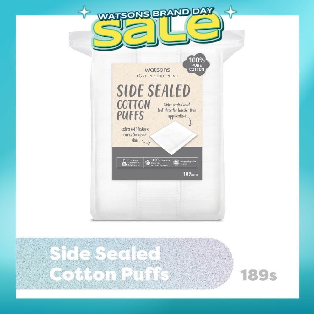 Side Sealed Cotton Puff (100% Pure Cotton) 189s