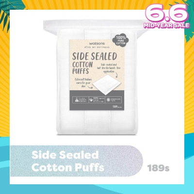 WATSONS Side Sealed Cotton Puff (100% Pure Cotton) 189s