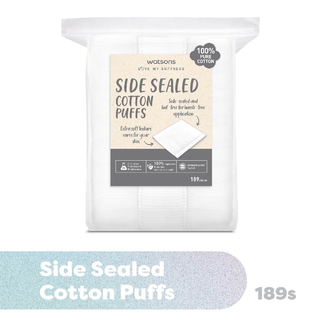 Side Sealed Cotton Puff (100% Pure Cotton) 189s