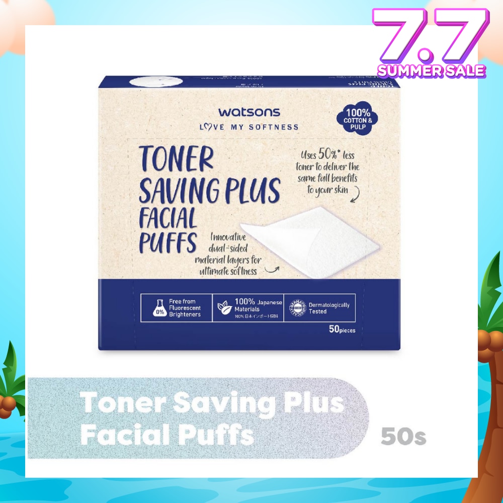 Toner Saving Plus Facial Puff (100% Cotton and Pulp) 50s