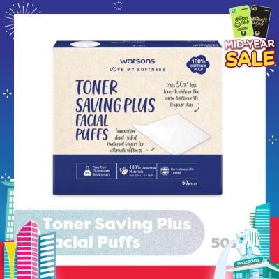 WATSONS Toner Saving Plus Facial Puff (100% Cotton and Pulp) 50s