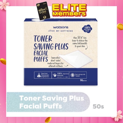 WATSONS Toner Saving Plus Facial Puff (100% Cotton and Pulp) 50s