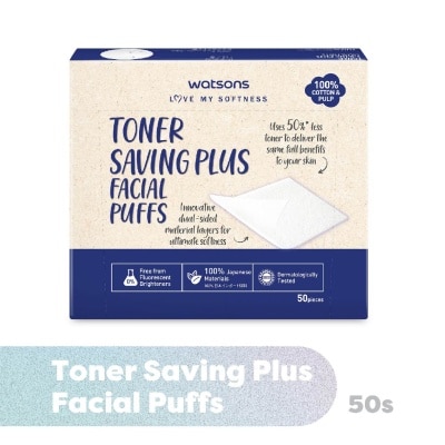 WATSONS Toner Saving Plus Facial Puff (100% Cotton and Pulp) 50s