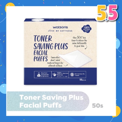 WATSONS Toner Saving Plus Facial Puff (100% Cotton and Pulp) 50s