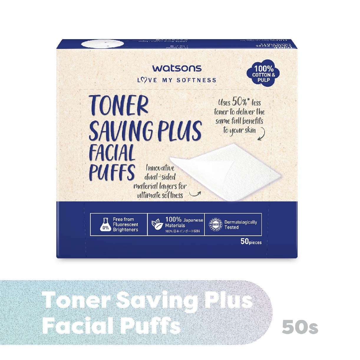 Toner Saving Plus Facial Puff (100% Cotton and Pulp) 50s