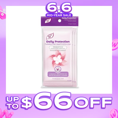 PURE N SOFT - Daily Protection Flushable & Plant-based Feminine Wipes (Prebiotics + Anti-bacterial + Odour Protection) 10s x 3 Packs
